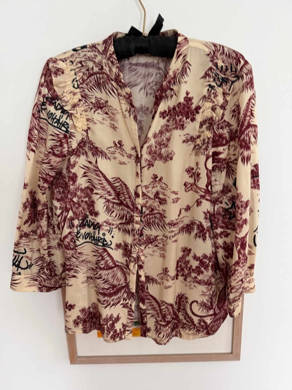 Zadig & Voltaire made in Italy graphic print 3/4 sleeve blouse S
